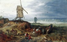 Пейзаж с ветряными мельницами - Брейгель, Ян (Старший)