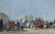 Сцена на пляже в Трувилле, 1864 - Буден, Эжен
