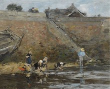 Прачки на берегу реки, 1885-90 - Буден, Эжен