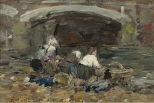 Прачки возле моста, 1885-90 - Буден, Эжен