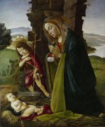 Мадонна и Иоанн Крестиель, поклоняющиеся Младенцу Христу - Боттичелли, Сандро