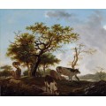 Пейзаж с пастухом и коровами - Фрагонар, Жан Оноре