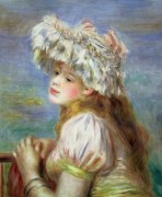 Девушка в кружевной шляпке - Ренуар, Пьер Огюст