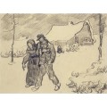 Зимний пейзаж с идущей парой (Winter Landscape with Couple Walking), 1890 - Гог, Винсент ван