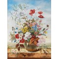 Букет цветов в вазе на фоне пейзажа - Пилер, Франц Ксавер