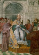 Станца делла Сеньятура: Кардинал и богословские добродетели (фрагмент) - Рафаэль, Санти