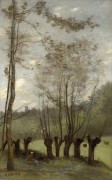 Монтлери, луга с подстриженными ивами - Коро, Жан-Батист Камиль