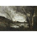 Пейзаж с прудом и склонившимся деревом - Коро, Жан-Батист Камиль