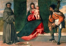 Мадонна с Mладенцем и святыми Антонием Падуанским и Рохом - Тициан Вечеллио