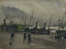 Причал с судами в Амстердаме (Quayside with Ships in Amsterdam), 1885 - Гог, Винсент ван