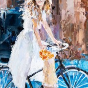 Девушка на велосипеде - Сток