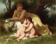 Девушка созерцающая за детьми - Бугро, Адольф Вильям