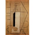 Бутылка на столе, 1912 - Пикассо, Пабло