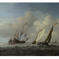 Голландский корабль, яхта и лодка во время бриза - Велде, Виллем ван де (Младший)