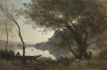 Лодочник на берегу пруда, Мортфонтен - Коро, Жан-Батист Камиль