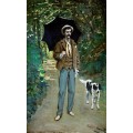 Мужчина с зонтиком (Портрет Жакмона с его собакой) - Моне, Клод