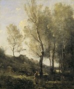 Пейзаж с тополями - Коро, Жан-Батист Камиль