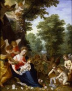 Мадонна с Младенцем и ангелами в пейзаже - Брейгель, Ян (Старший)