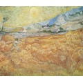 Пшеничное поле с жнецом и солнцем (Wheat Field behind Saint-Paul Hospital with a Reaper), 1889 - Гог, Винсент ван