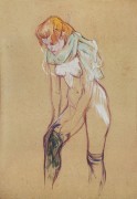 Женщина, одевающая колготки - Тулуз-Лотрек, Анри де