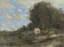 Пейзаж с хижиной лесоруба - Коро, Жан-Батист Камиль