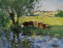 Коровы в тени ивы (Cows in the Willow`s Shade) - Монтезен, Пьер-Эжен