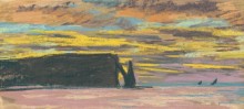 Скалы Пор д'Аваль, Этрета. Закат солнца - Моне, Клод