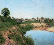 Деревня на берегу реки. 1883 - Левитан, Исаак Ильич