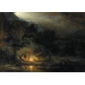 Ночной пейзаж с отдыхом на пути в Египет - Рембрандт, Харменс ван Рейн
