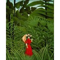 Женщина в красном на прогулке в лесу - Руссо, Анри