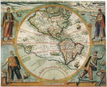 Карта Северной и Южной Америки,1596г
