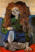 Портрет мадам H.P на зеленом фоне, 1952 - Пикассо, Пабло