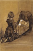 Девочка на коленях у колыбели (Girl Kneeling by a Cradle), 1883 - Гог, Винсент ван