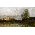 Речной пейзаж, закат - Добиньи, Шарль-Франсуа 