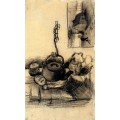 Чайник над костром и домик ночью (Kettle Over a Fire, and a Cottage by Night), 1885 - Гог, Винсент ван