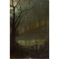 Женщина, стоящая у озера лунной ночью - Гримшоу, Джон Аткинсон