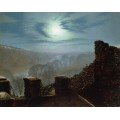 Полнолуние с перистыми облаками, вид со стен замка Раундхей Парк - Гримшоу, Джон Аткинсон