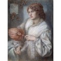 Портрет женщины с веером - Россетти, Данте Габриэль