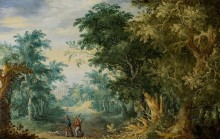 Лесной пейзаж с тремя фигурами - Брейгель, Ян (Старший)