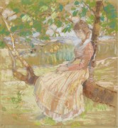 Девочка, сидящая на дереве, 1908-13 -  Бюхр, Карл Альберт