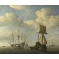 Английское судно и голландские суда во время штиля - Велде, Виллем ван де (Младший)