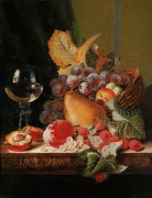 Натюрморт с фруктами и бокалом белого вина - Ладелл, Эдвард