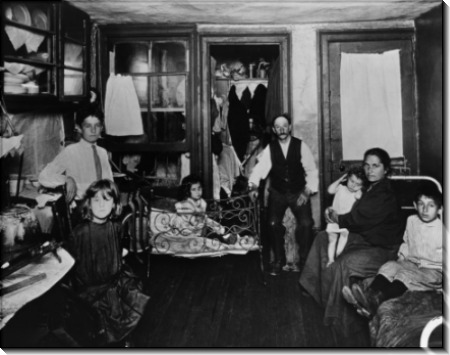 Бедные семьи в комнате - Риис, Джейкоб Август