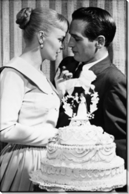 Джоанн Вудворд и Пол Ньюман в день своей свадьбы