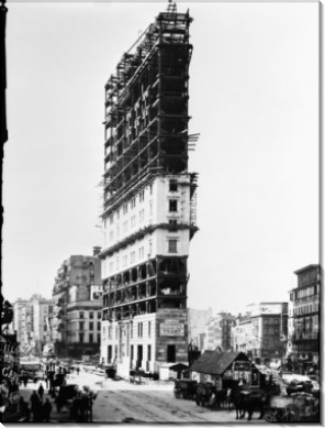Таймс-сквер во время строительства здания Таймс