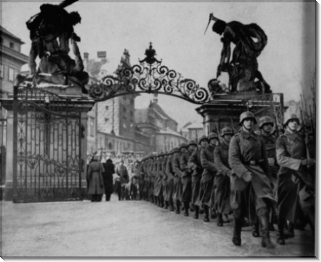 Вступление нацистских солдат  в Прагу
