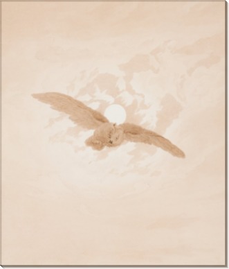 Летящая сова на фоне лунного неба - Фридрих, Каспар Давид