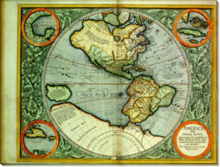 Карта Америки, 1592 г. - Меркатор, Михаэль