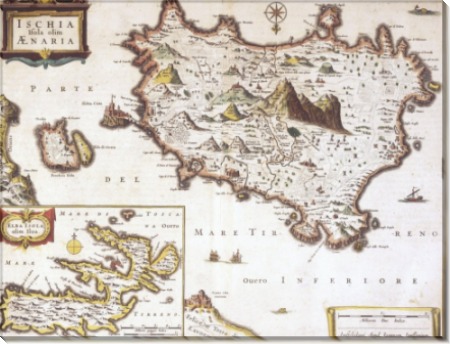 Карта острова Искья, Эльбы в Неаполитанском заливе
