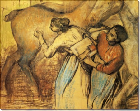 Прачки и лошадь, 1902 - Дега, Эдгар